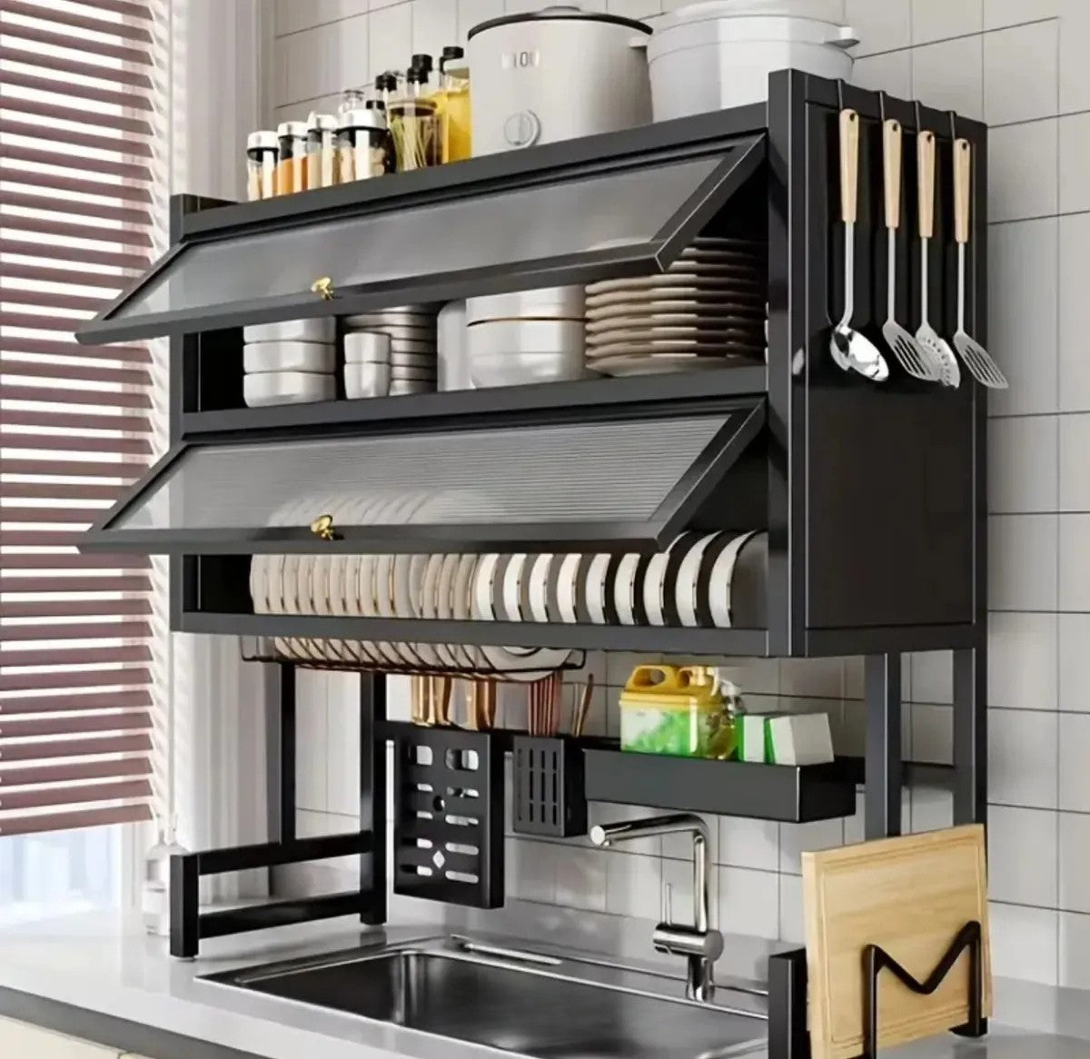 Escurridor de loza con gabinete 65cm 2 niveles